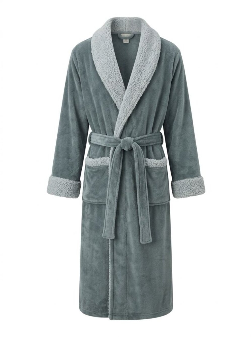 NWT Charter Club Supersoft Robe Sz M/L Blue Plush Fleece Long Shawl Collar Soft